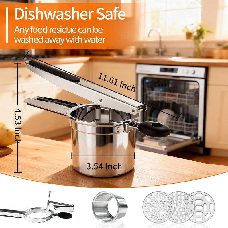 BAPOTH Potato Ricer, Ricer for Mashed Potatoes, 3 Replaceable Discs Potato Masher Stainless Steel for thin/medium/thick Fluffy Mashed Potatoes, Heavy Duty Spaetzle Maker, Dishwasher Safe - Image 5